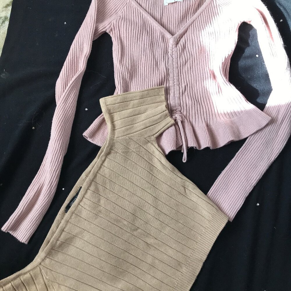 Bundle of two  sexy Ribbed Knitted tops sz S
